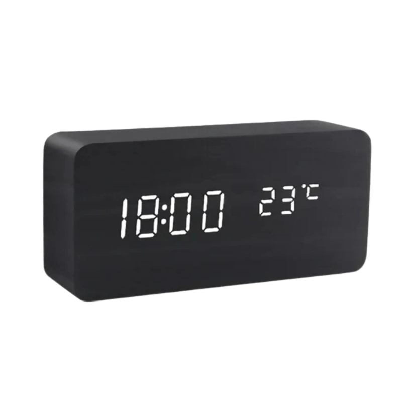 WOODSENSE – Reloj de madera LED con control por voz para una elegante visualización del tiempo