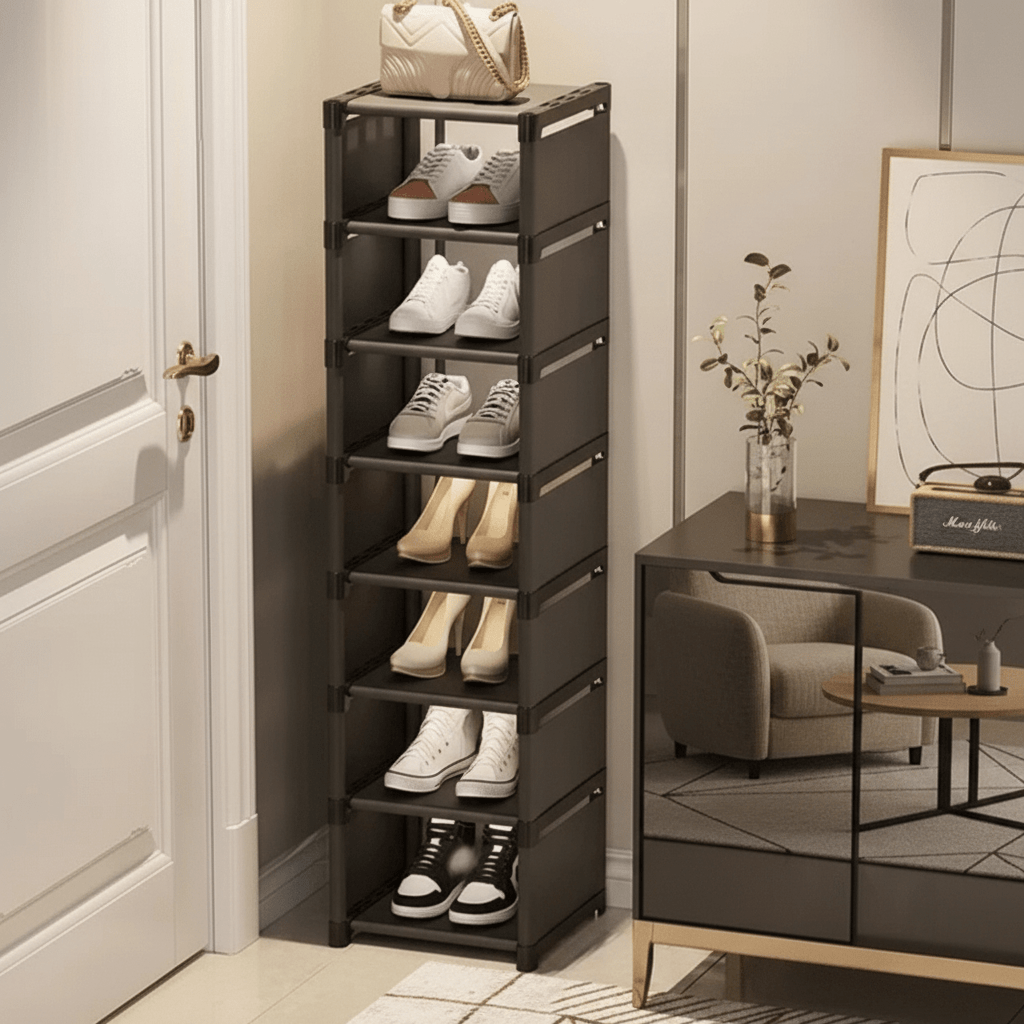 SPACERACK – Estante para zapatos que ahorra espacio para esquinas y espacios pequeños