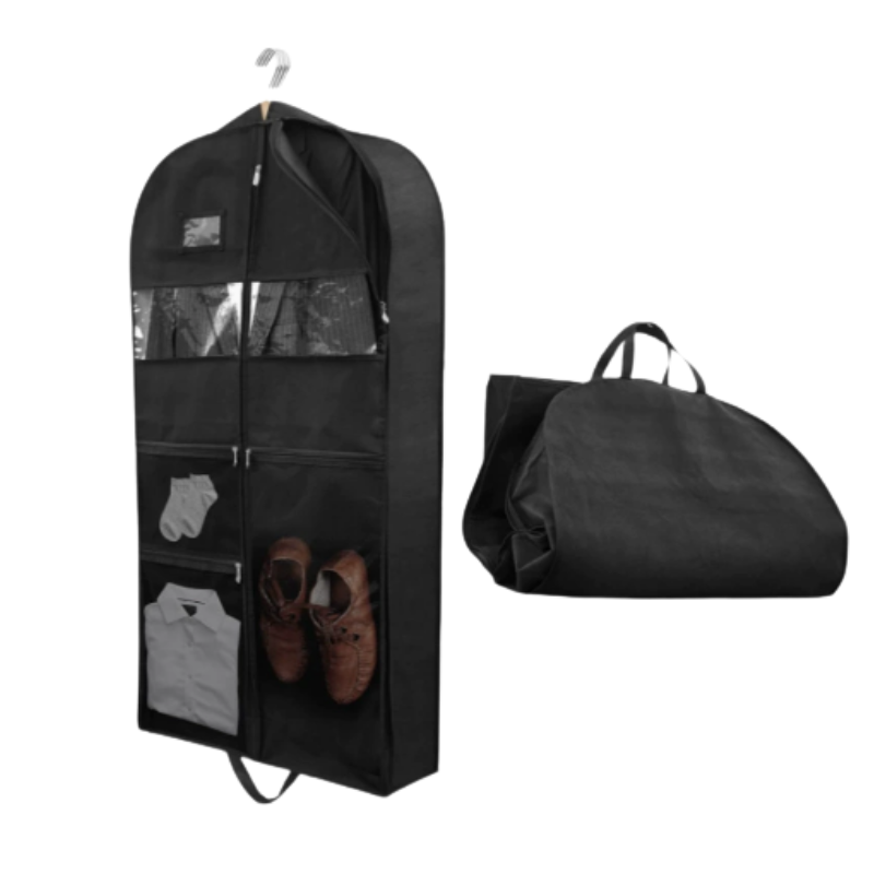 ReiseKleider Funda para Ropa de Viaje | Cremallera Doble Lado & Bolsillos XXL | Transpirable & Transparente | Organizador de Trajes Colgante de 43 Pulgadas