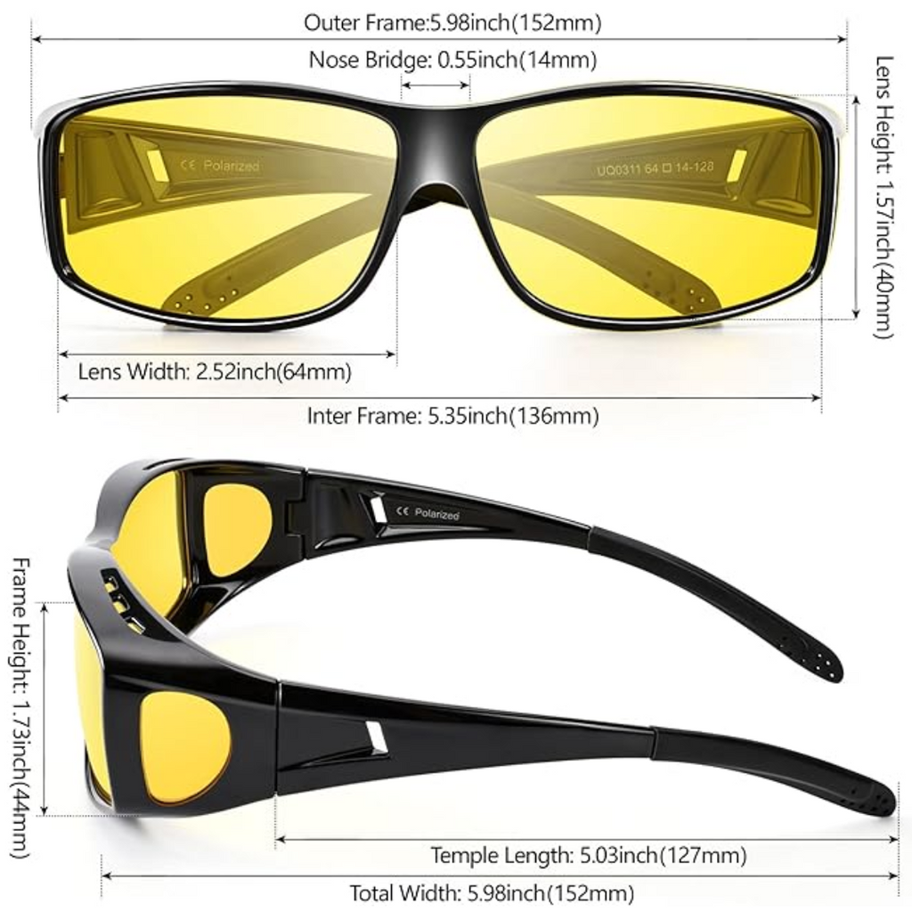 Lisslune | Gafas de Conducción Polarizadas de Visión Nocturna Jeremy – Gafas Antirreflejo para una Conducción Nocturna más Segura