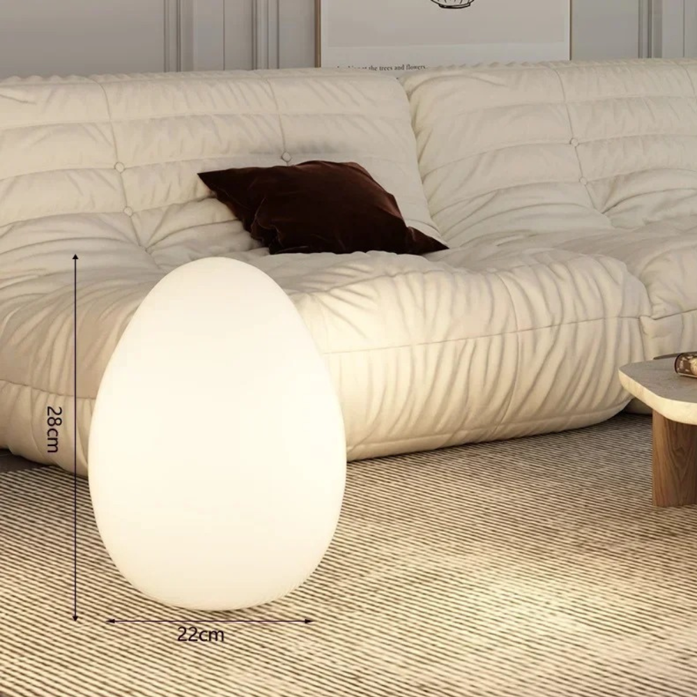 SolStone | Lámpara de Pie Escultural de Huevo Minimalista Moderna para Sala de Estar
