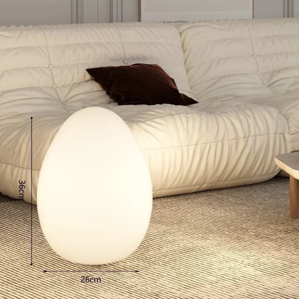 SolStone | Lámpara de Pie Escultural de Huevo Minimalista Moderna para Sala de Estar