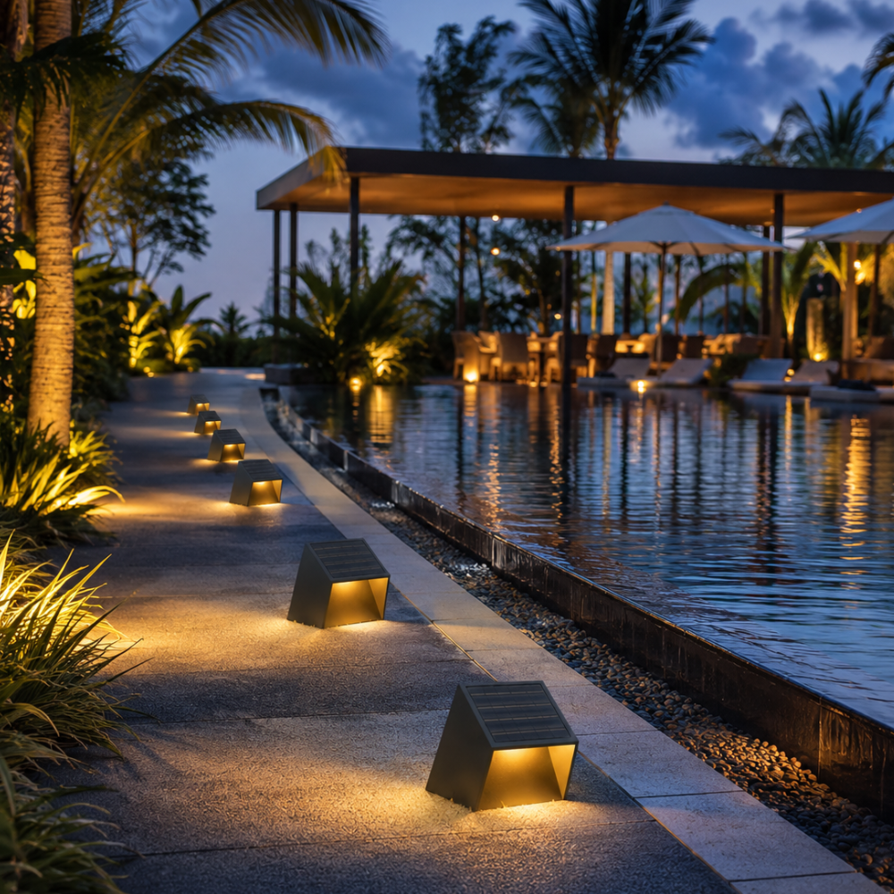 Lámparas de Camino Solar Modernas para Exteriores - Iluminación de Jardín de Acero Inoxidable con Control Remoto