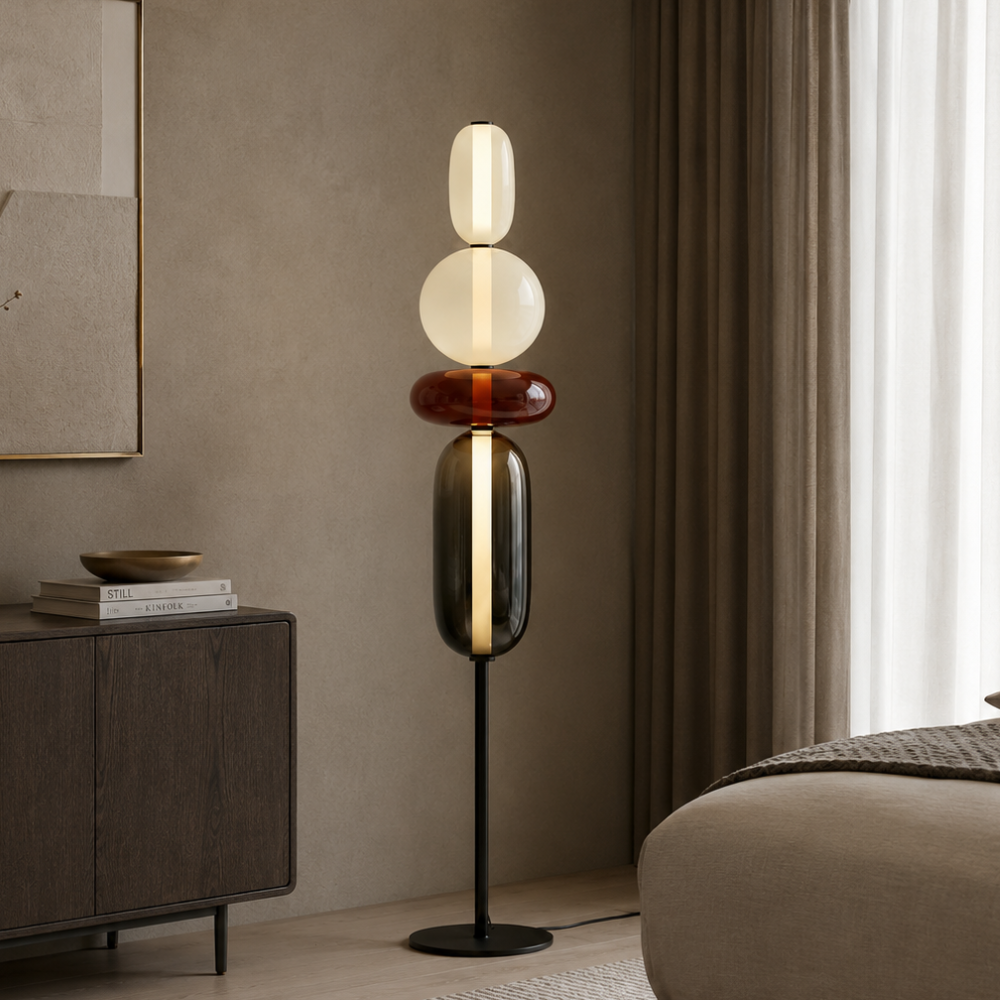 Solenne | Lámpara de Pie Moderna de Vidrio Elegante con Diseño Escultural LED para Salón