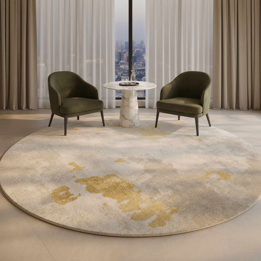 Marcello - Alfombra Redonda de Lujo Estilo Italiano para Sala de Estar