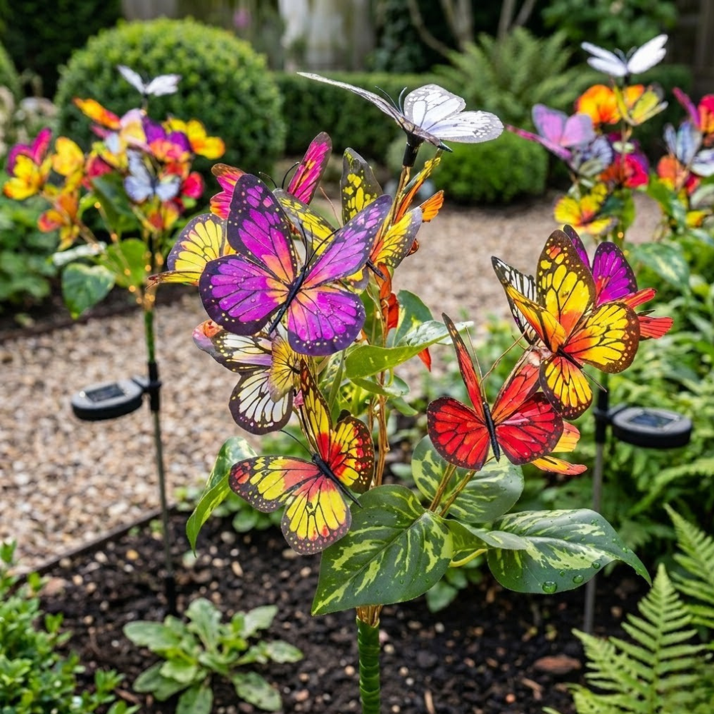 ButterflyGlow | Lámparas de Jardín Solar Coloridas y Elegantes para Patio y Jardín