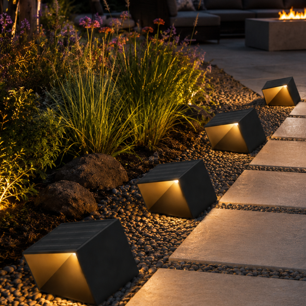 Lámparas de Camino Solar Modernas para Exteriores - Iluminación de Jardín de Acero Inoxidable con Control Remoto