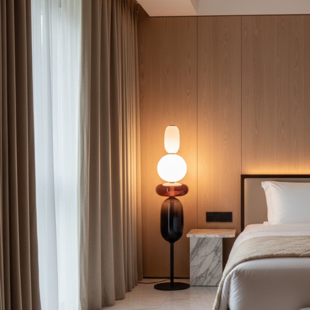 Solenne | Lámpara de Pie Moderna de Vidrio Elegante con Diseño Escultural LED para Salón