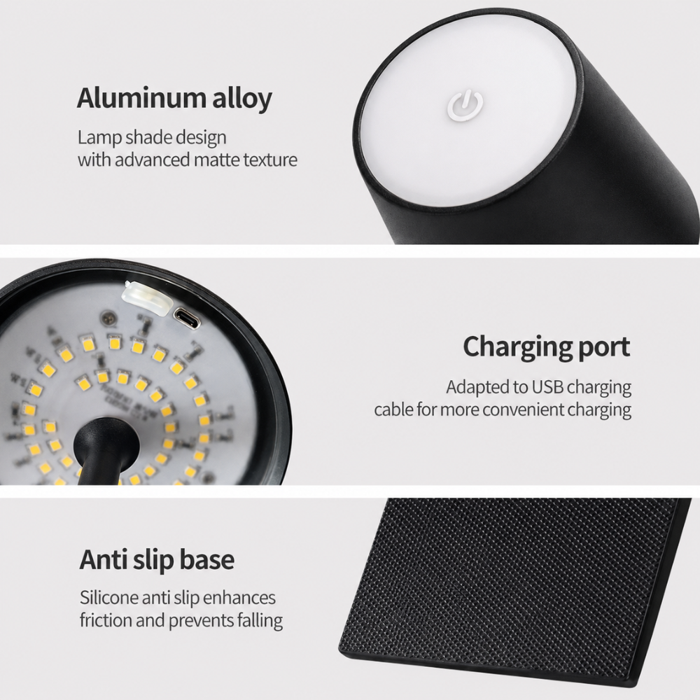 Lámpara de Mesa Escandinava Moderna Regulable - Control Táctil Inalámbrico para Uso en Interiores y Exteriores