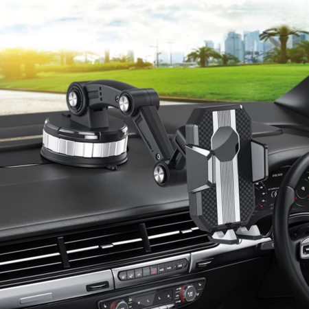 Soporte para Móvil FlexMount para Auto | Fuerte Ventosa | Rotación 360° | Uso con una Mano