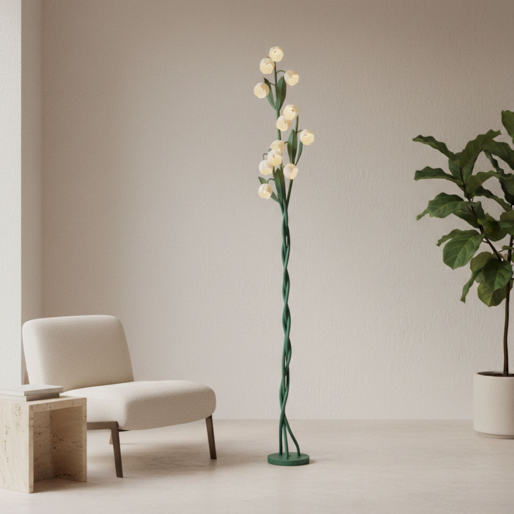 Sara Orchid - Lámpara de Pie Elegante con Sombrillas de Flores Blancas para Sala de Estar o Dormitorio