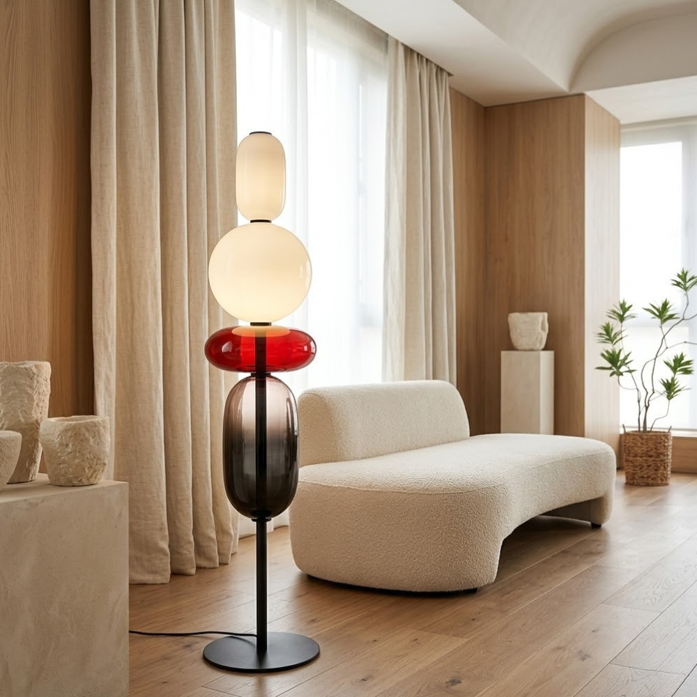 Solenne | Lámpara de Pie Moderna de Vidrio Elegante con Diseño Escultural LED para Salón