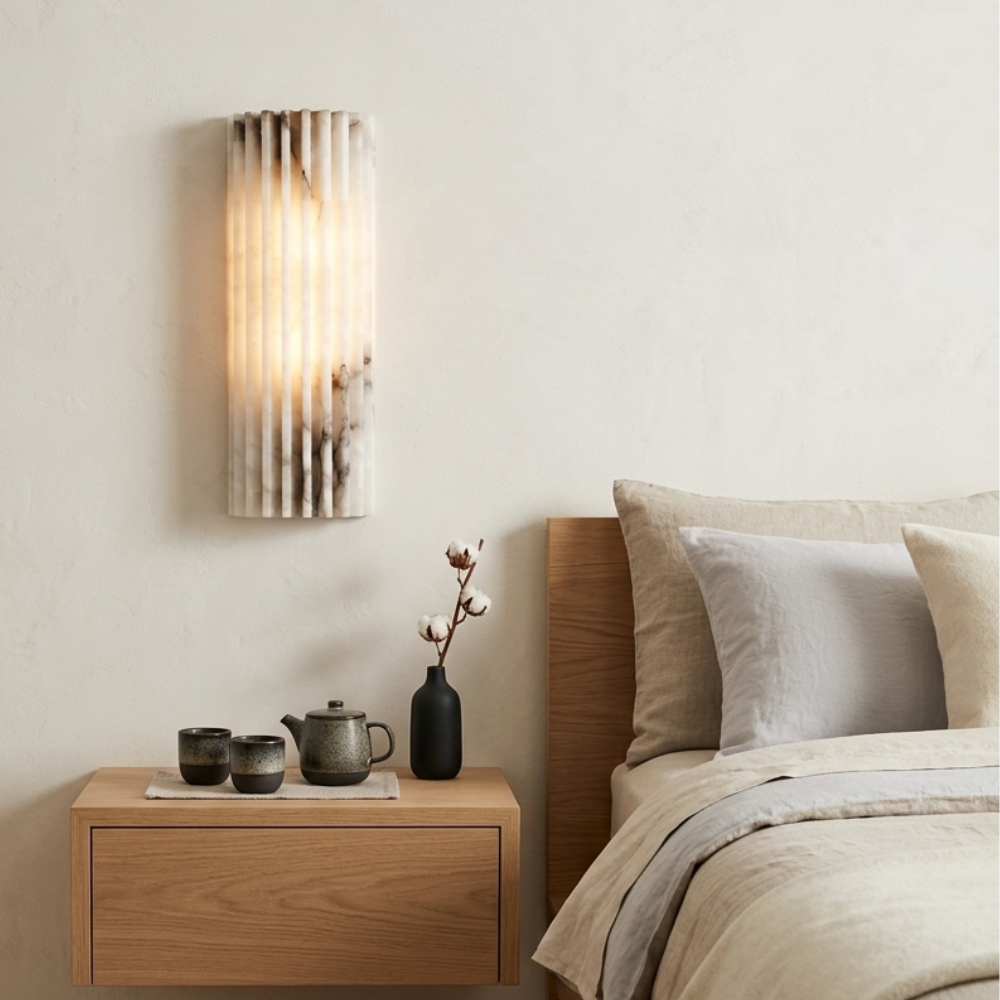 MarbleGlow | Lámpara de Pared de Mármol Minimalista Elegante para el Dormitorio