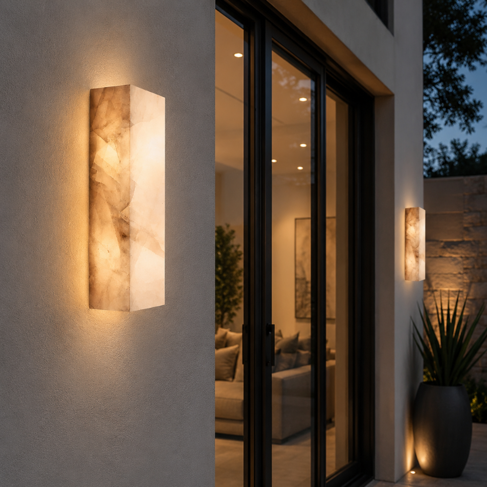 Marbelle - Lámpara de Pared LED de Piedra Natural Moderna para Exterior con Diseño Impermeable
