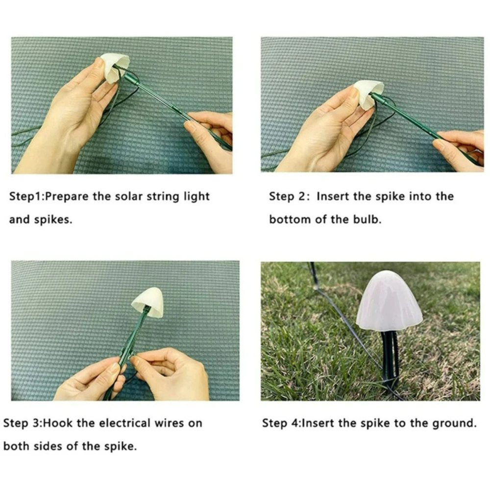 MushroomGlow | Luces de Cadena Solares Decorativas en Forma de Hongo para Decoración de Patio o Jardín