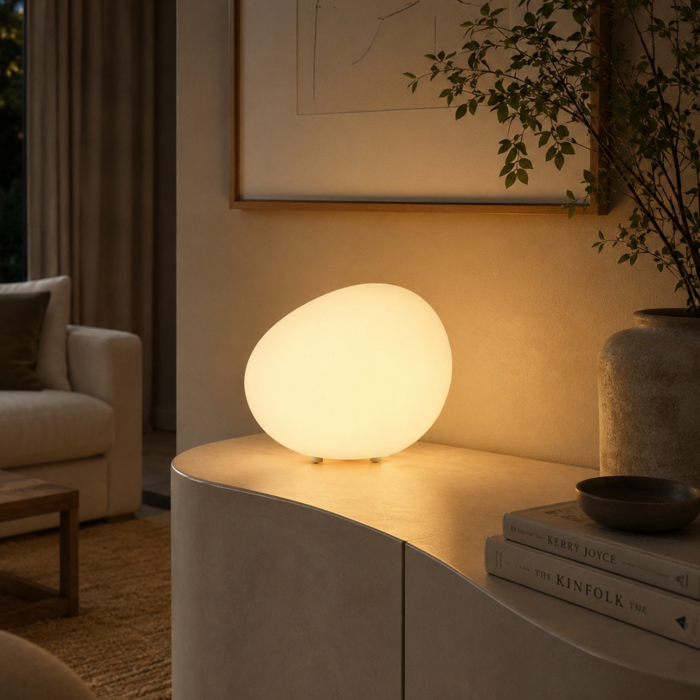 PebbleGlow | Lámpara de Mesa LED Moderna Pebble para Sala de Estar y Dormitorio