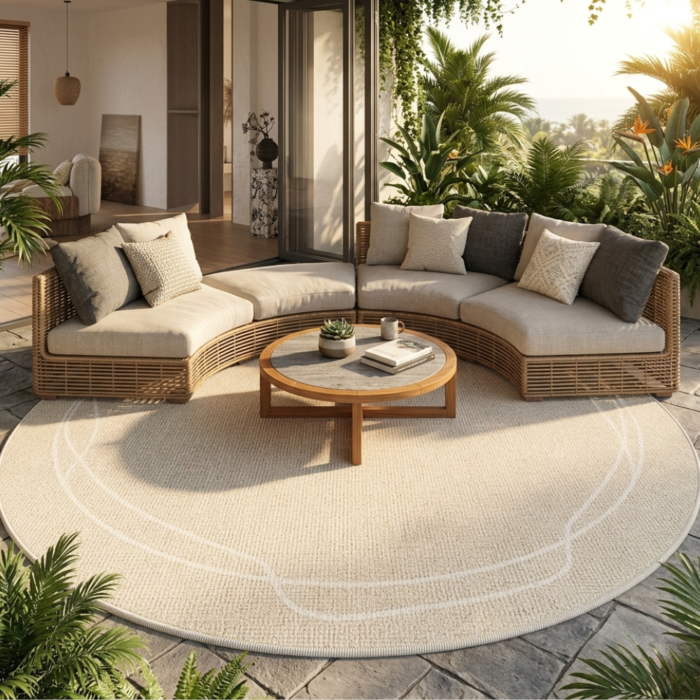 Alfombra Redonda de Lujo Veloura | Alfombra Wabi Sabi Suave y Antideslizante para Sala de Estar o Dormitorio