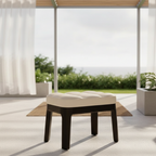 Taburete Bajo Moderno Minimalista - Tapizado en Cuero PU y Estructura de Madera Sólida