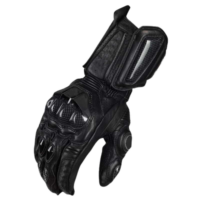 Guantes de moto RidePro Carbon | Impermeables y cortavientos | Compatibles con pantalla táctil | Protectores de cuero auténtico | Para verano e invierno