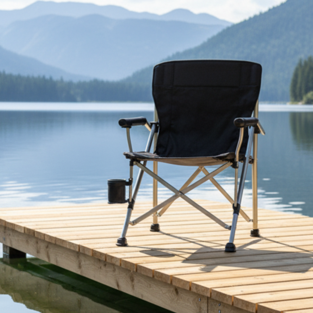 Silla de Camping Plegable Negra Premium de Alta Resistencia