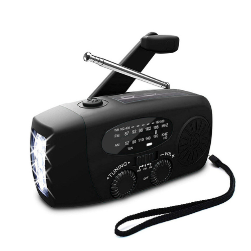 Radio de Emergencia Autopropulsada – Manivela, Solar, Linterna y Powerbank – Radio FM/AM, Indispensable para Desastres y Emergencias