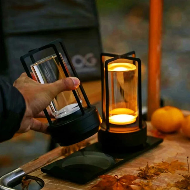 RetroGlow - Lámpara de Escritorio LED Inalámbrica con Encanto Vintage