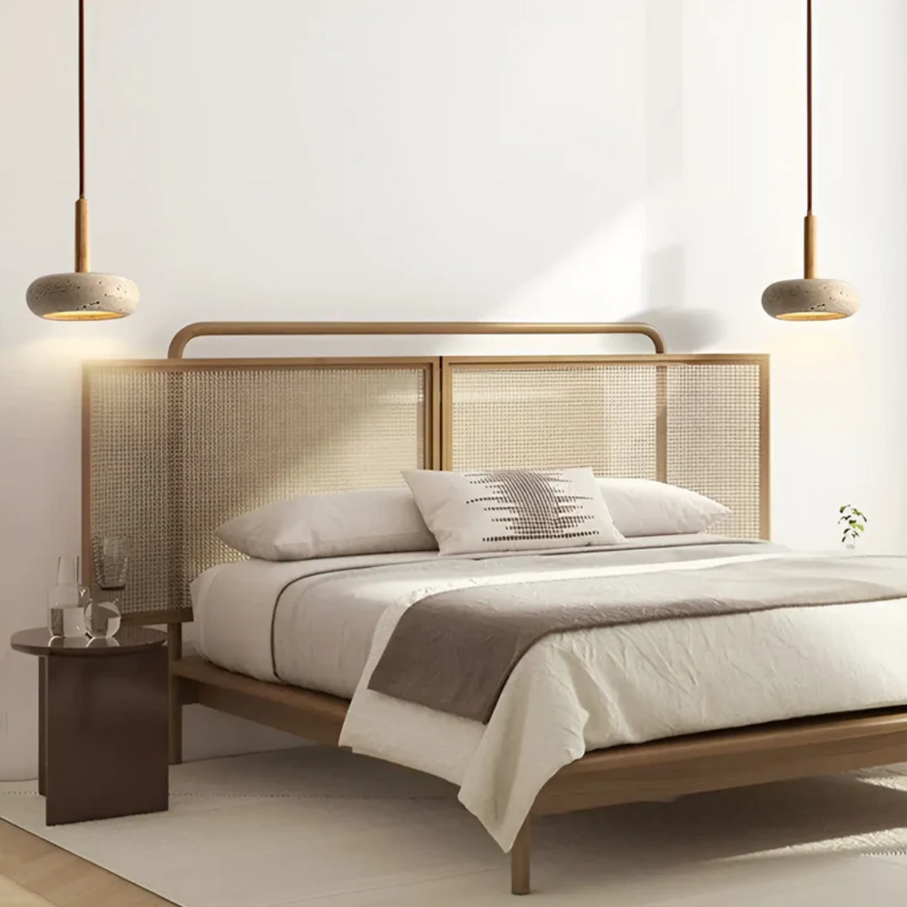 Lámpara Retro Japonesa LED | TranquilHalo | Altura de Suspensión Ajustable | Piedra de Cueva Amarilla & Madera | Ø 15cm Colgante | Max 2m Cable | Montaje Sencillo | Diseño Relajante