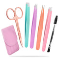 Set de Pinzas de Precisión – Kit de Cejas de 6 Piezas con Estuche de Viaje