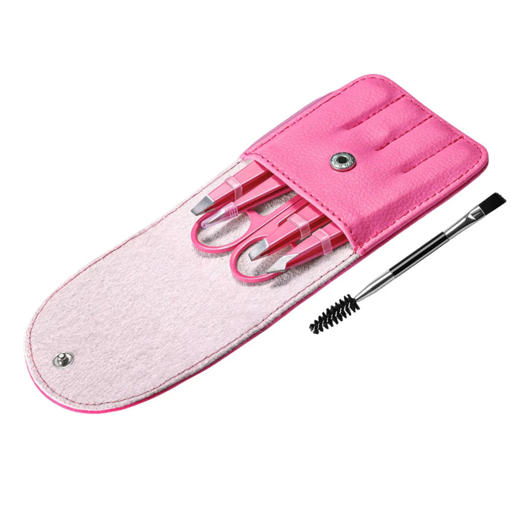 Set de Pinzas de Precisión – Kit de Cejas de 6 Piezas con Estuche de Viaje