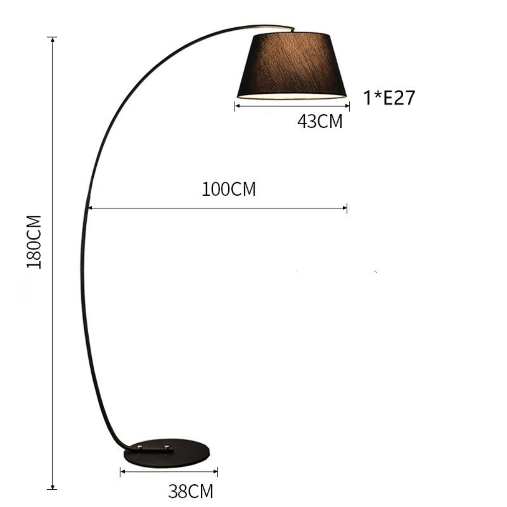 ArcoLuxe | Lámpara de pie de arco elegante y moderna con pantalla de tela para sala de estar