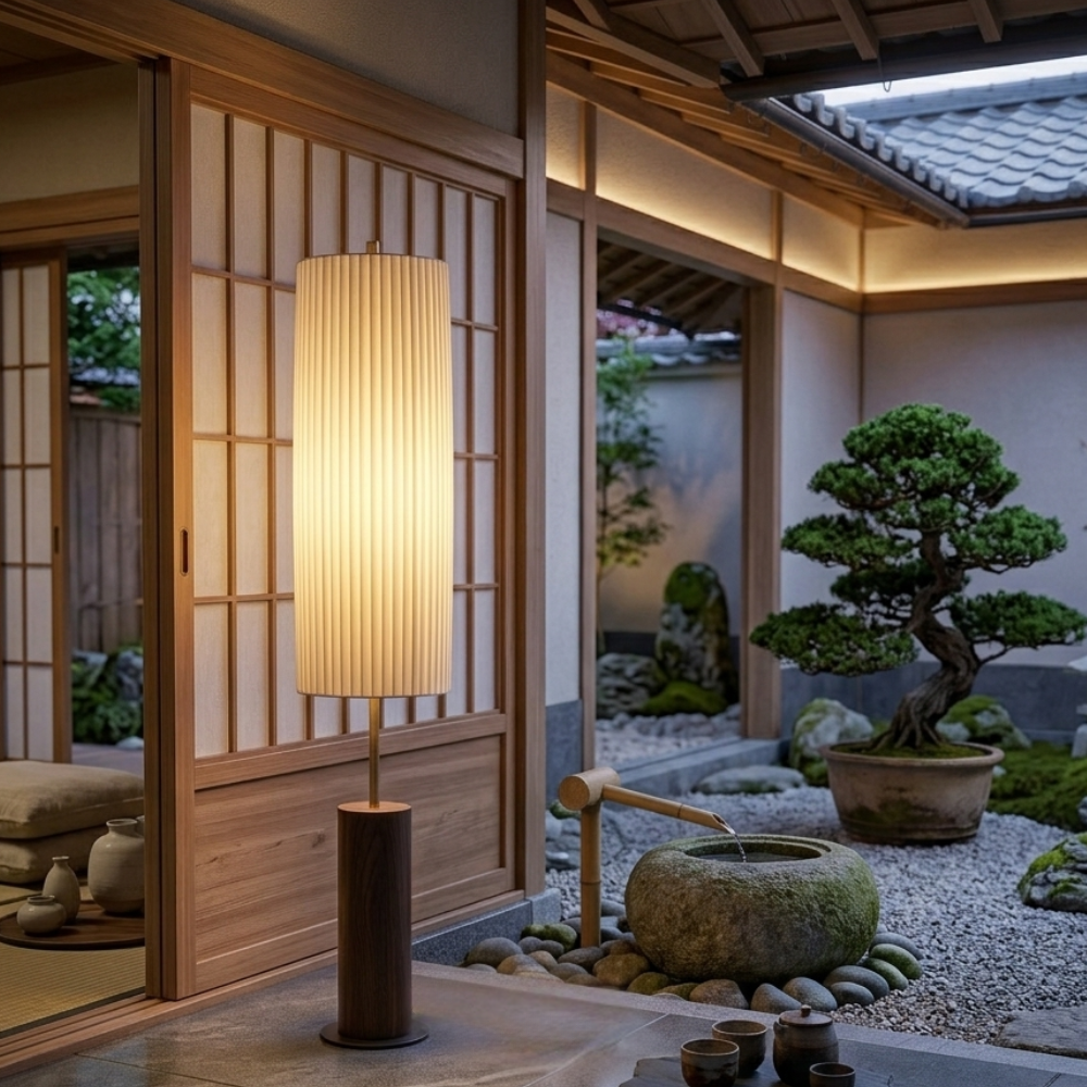 Kiyora | Elegante Lámpara de Pie LED Japonesa Moderna Wabi Sabi para Sala de Estar