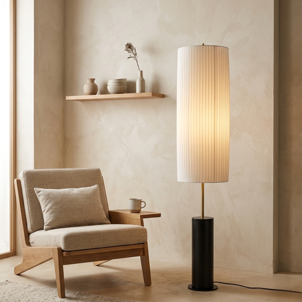 Kiyora | Elegante Lámpara de Pie LED Japonesa Moderna Wabi Sabi para Sala de Estar