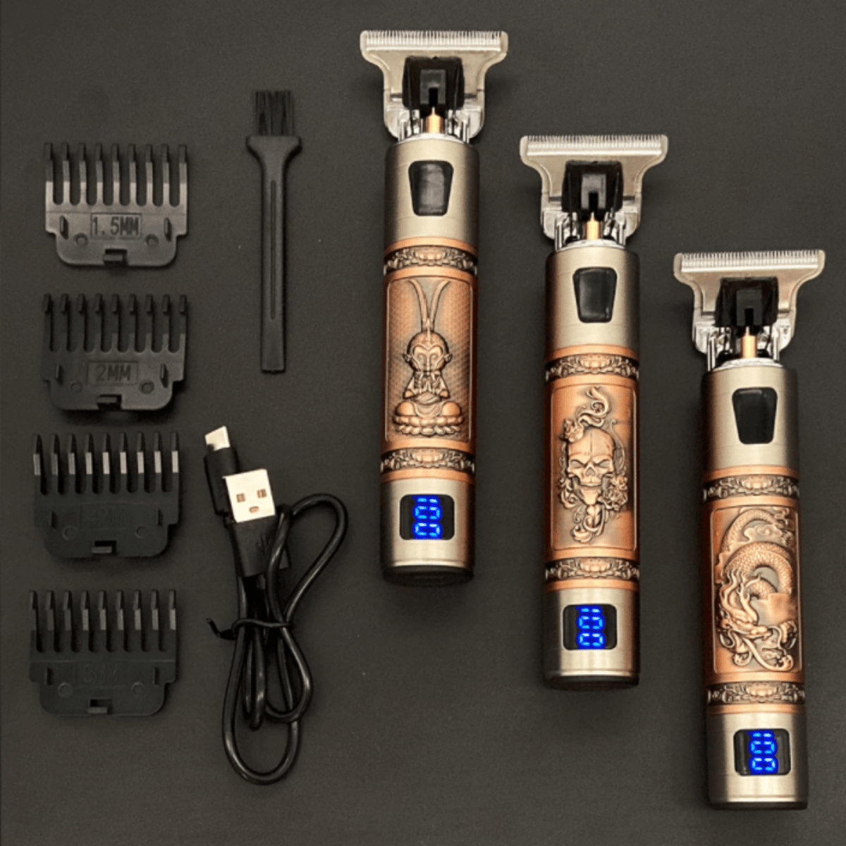 SKULLTRIM – Tondeuse à barbe vintage avec batterie et coupe précise pour barbe et cheveux