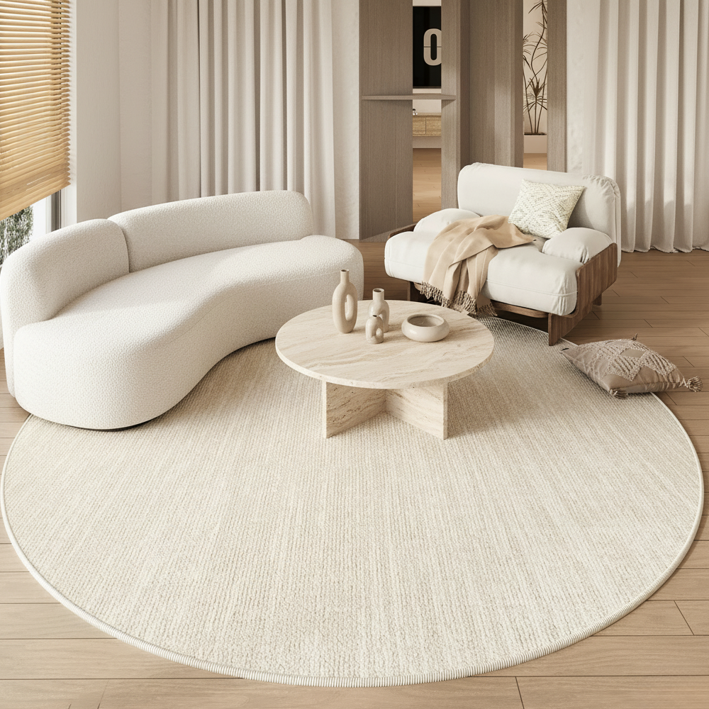 Alfombra Redonda de Lujo Veloura | Alfombra Wabi Sabi Suave y Antideslizante para Sala de Estar o Dormitorio