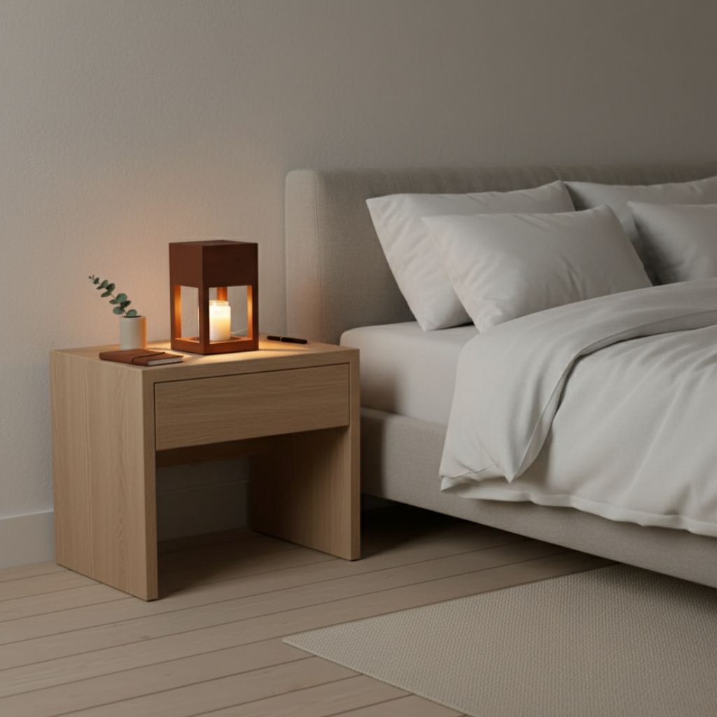 Lámpara Calentadora de Velas de Madera Escandinava - Luz Ambiental de Doble Propósito