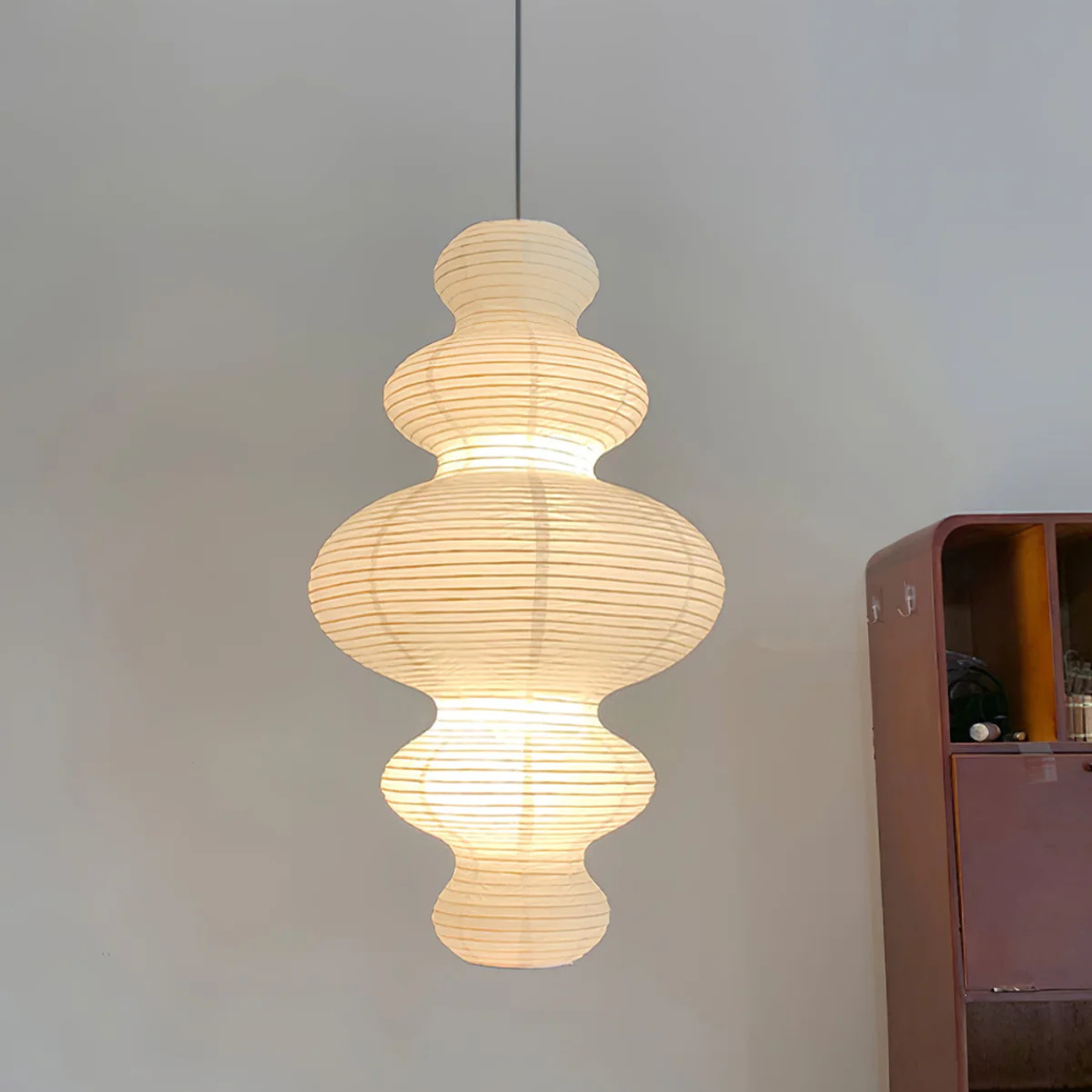 Lámpara Colgante Akari Juni - Hecha a Mano en Papel de Arroz para Iluminación de Cocina