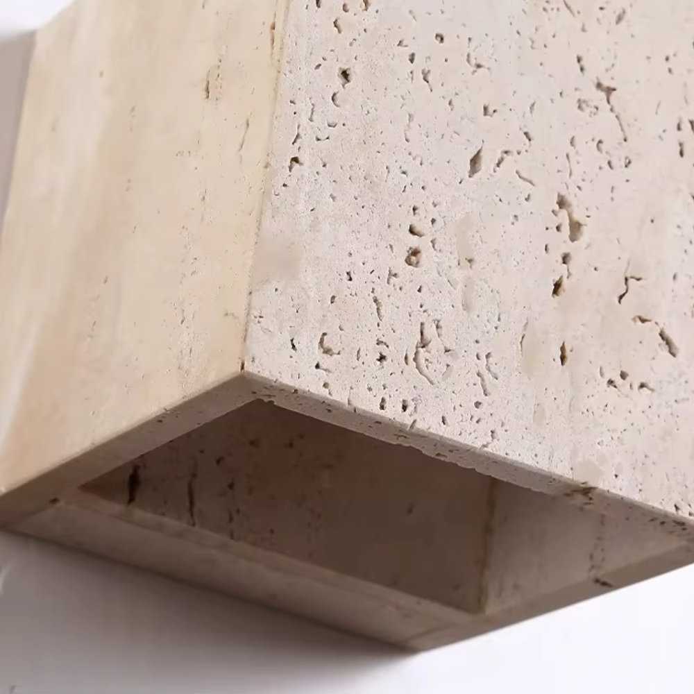 Lámpara de Pared Exterior Elegante Wabi Sabi | Lámpara de Pared de Piedra Travertina Impermeable para Jardín o Patio