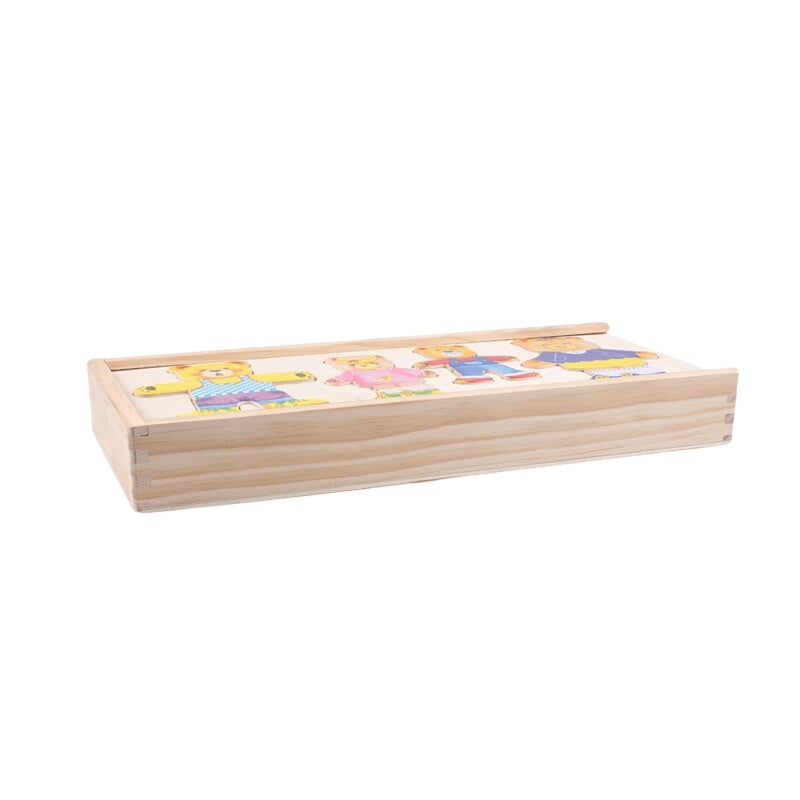 BearDrobe – Set de rompecabezas de vestir de madera para niños con piezas de ropa intercambiables