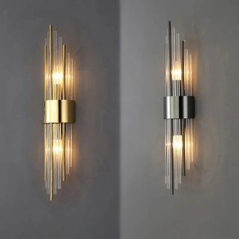 Aplique de Pared con Diseño de Cristal y Detalles Dorados