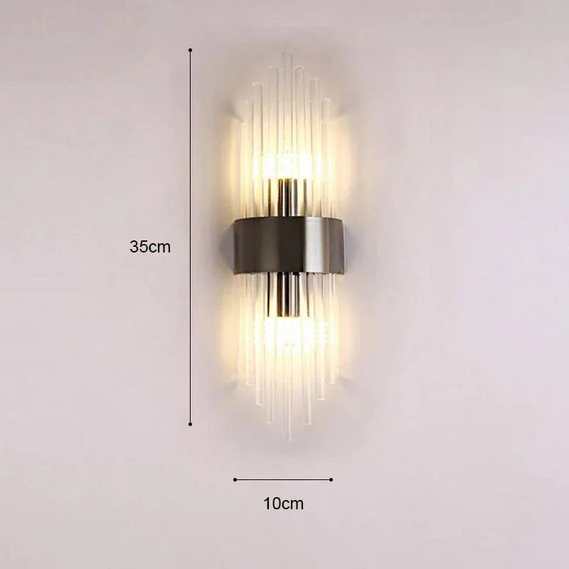 Aplique de Pared con Diseño de Cristal y Detalles Dorados