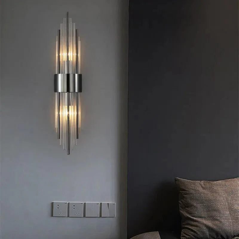 Aplique de Pared con Diseño de Cristal y Detalles Dorados