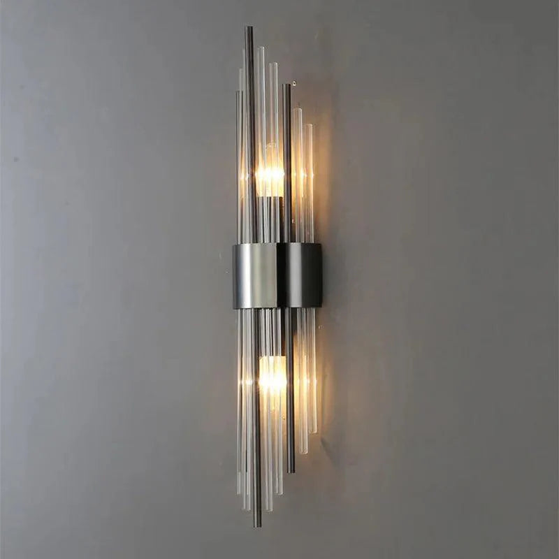 Aplique de Pared con Diseño de Cristal y Detalles Dorados