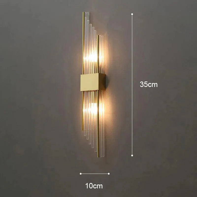 Aplique de Pared con Diseño de Cristal y Detalles Dorados