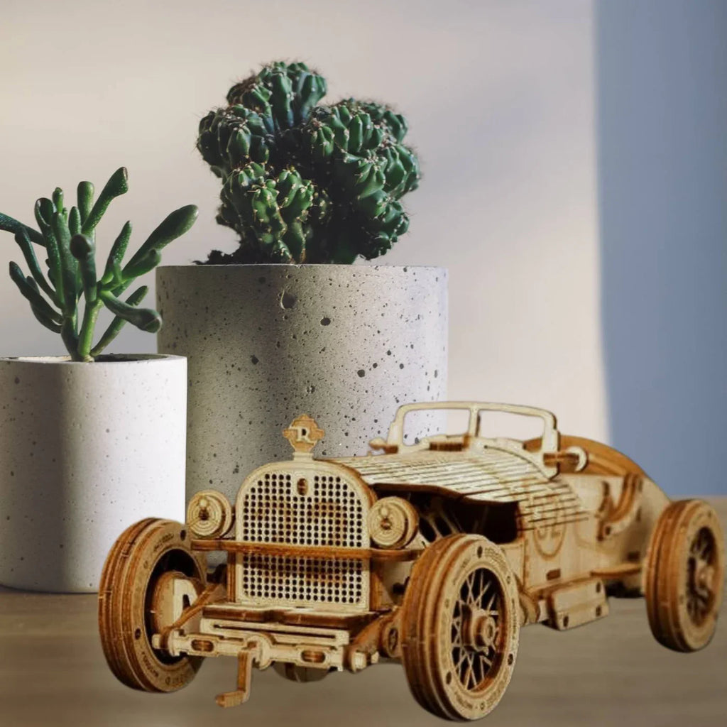RetroRacer - Kit de construcción de coche de Gran Premio de madera