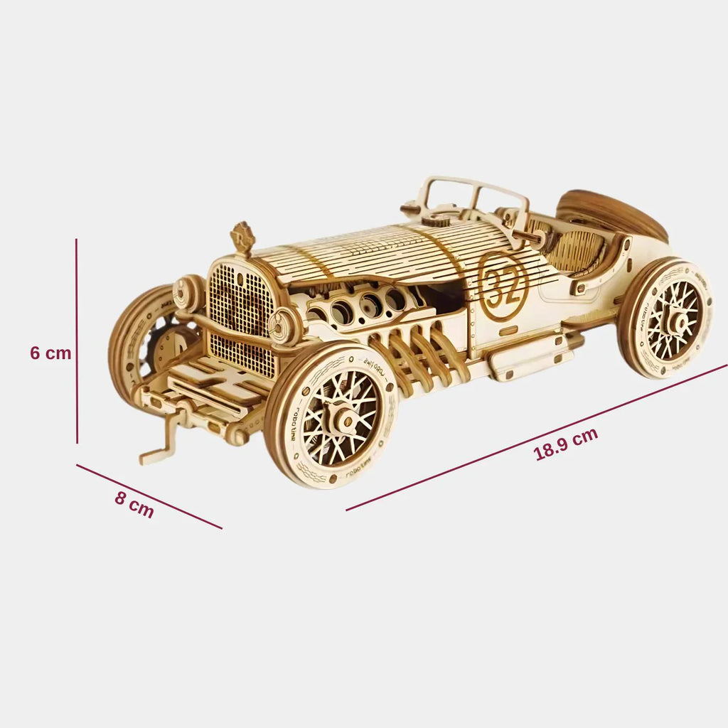 RetroRacer - Kit de construcción de coche de Gran Premio de madera