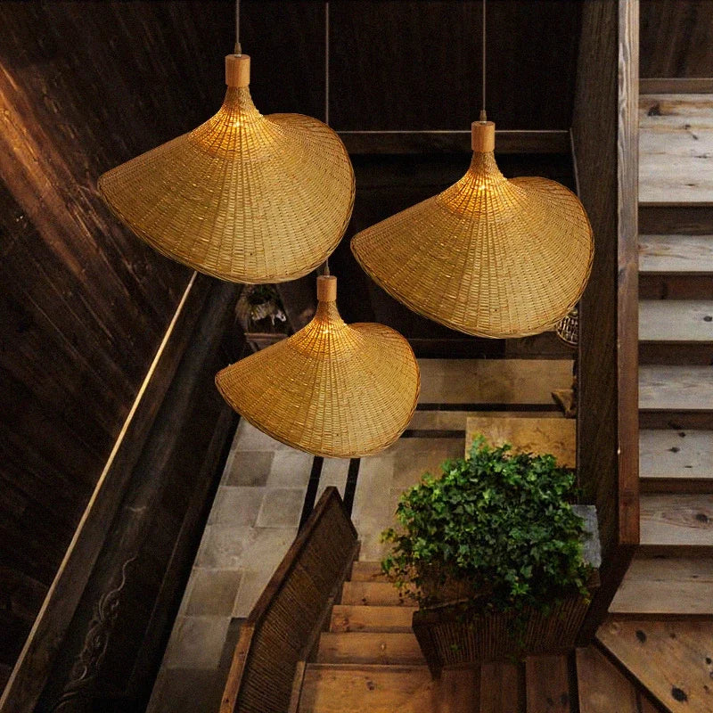 EcoBamboo - Lámpara Colgante de Mimbre de Bambú