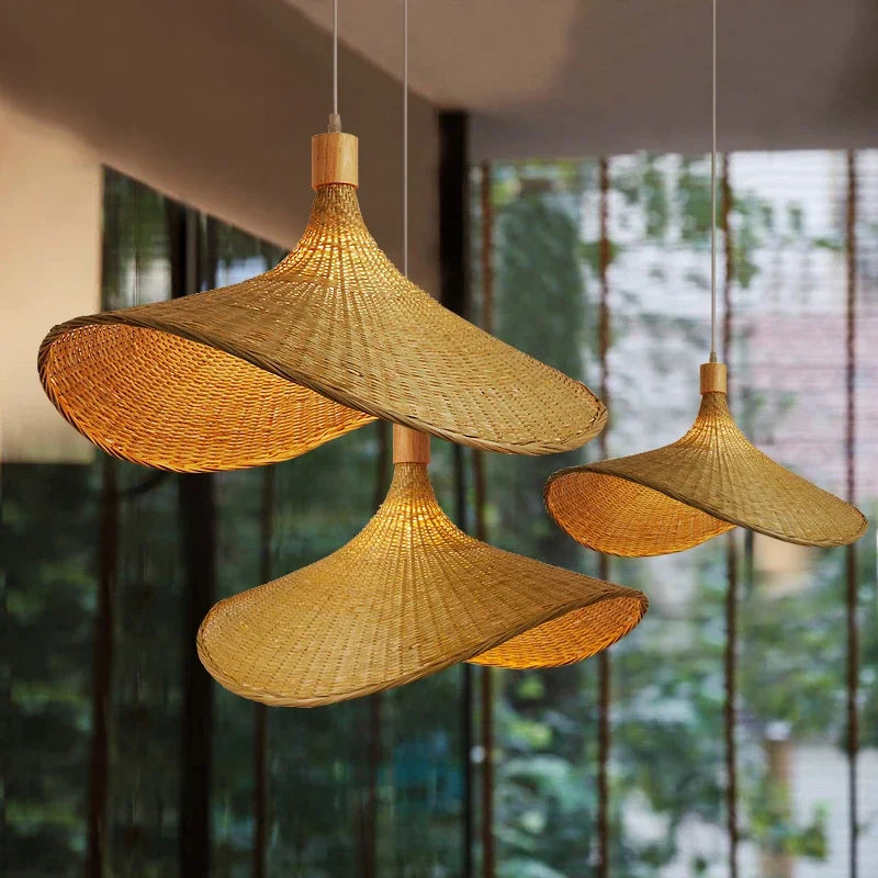 EcoBamboo - Lámpara Colgante de Mimbre de Bambú