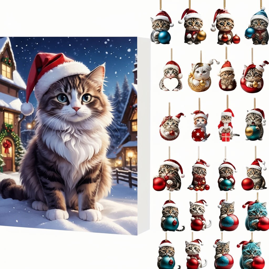 Calendario de Adviento Vintage para Amantes de los Gatos en Navidad