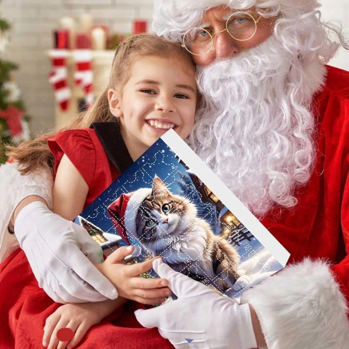 Calendario de Adviento Vintage para Amantes de los Gatos en Navidad