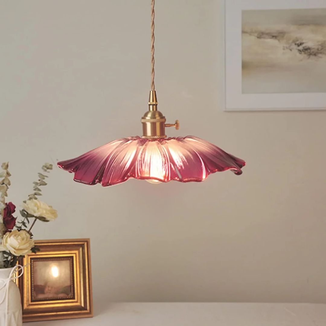 Lámpara Colgante de Vidrio Ribeteado Estilo Vintage